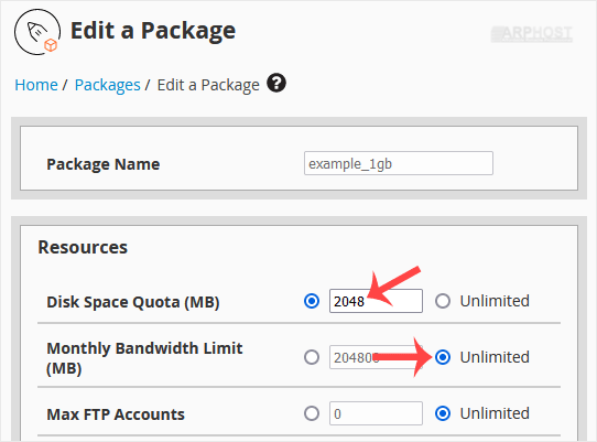 whm-reseller-modify-save-package.gif